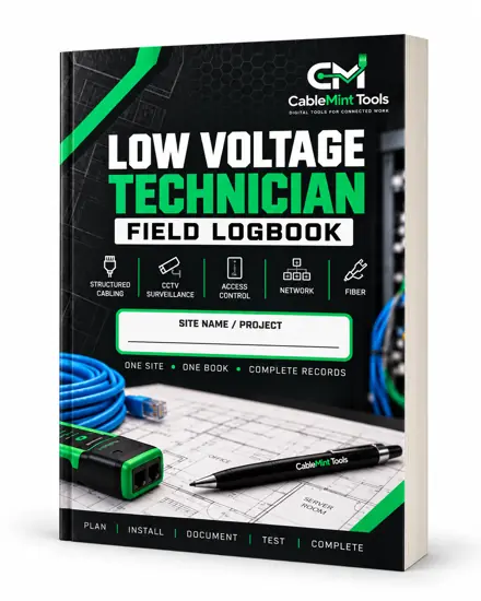 CableMint Low Voltage Technician Field Logbook paperback cover